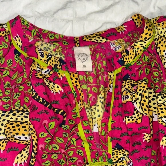 Printfresh Pink and Green Leopard Print Dress - Picture 3 of 5